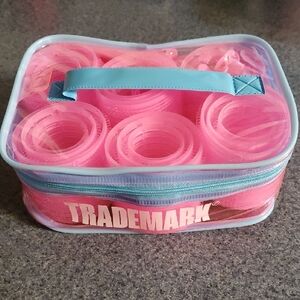 Trademark Beauty 18-Piece Pink Velcro‎ Hair Roller Set with Clips & Travel Case